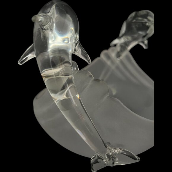 Partylite Jump for Joy Glass Dolphins Frosted Votive Candle Holder P8526 - Picture 6 of 8